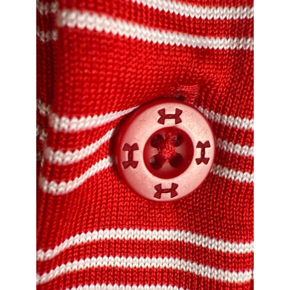 Texas Tech Red Raiders NCAA Under Armour Activewear Striped Polo Shirt Red Large - Picture 7 of 10